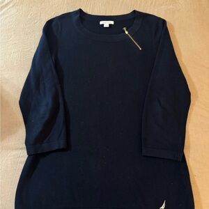 Nautica Navy Nautical Gold Zipper Detail Sweater